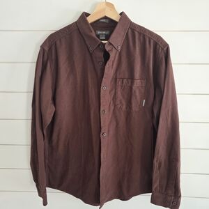 Eddie Bauer Classic Fit Brown Brushed Cotton Flannel Shirt Men’s Size L